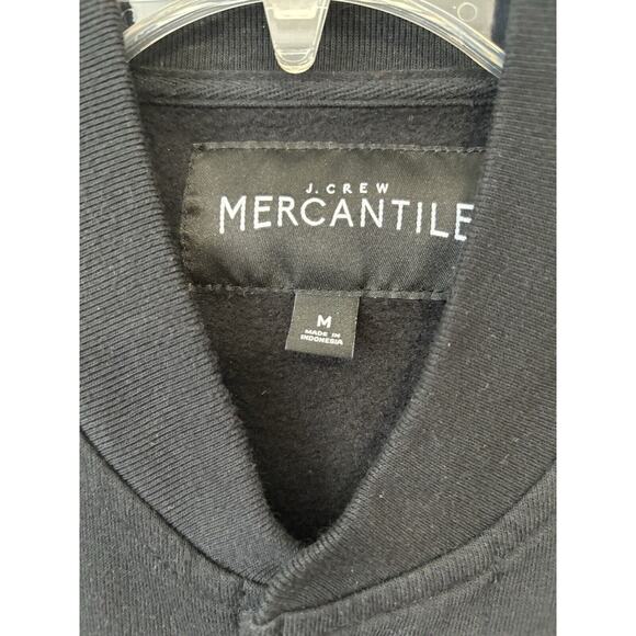 J Crew Mercantile Black Collarless Snap Button Bomber Jacket Mens Medium - Picture 5 of 6